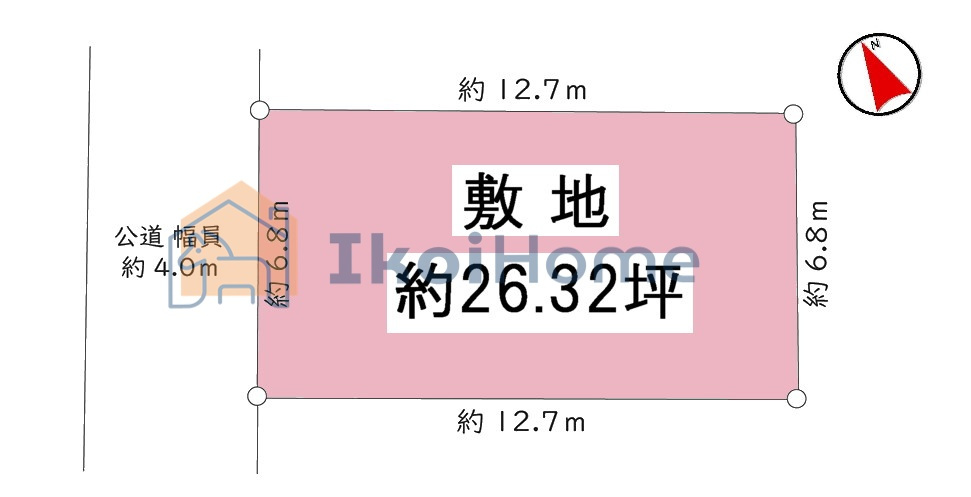 神戸市西区王塚台1丁目　土地の土地図|●年中無休：当日予約可●敷地面積26.32坪！前面道路4ｍございます！