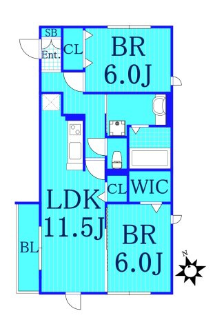 ジャルディネットKの間取り|2LDKの使いやすい間取りです。