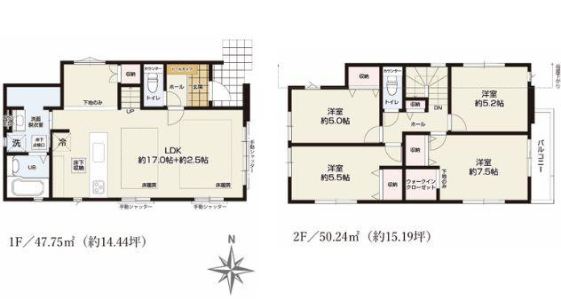 【KEIAI　Grace】小平市学園東町11期の間取り|〇 本物件【１号棟】の間取・平面図です〇　敷地面積:　　　㎡　建物面積:　㎡