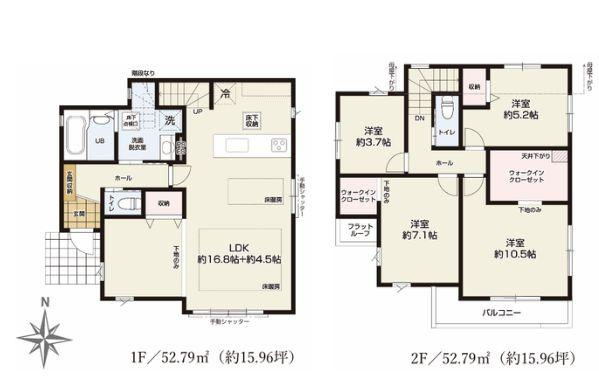【KEIAI　Grace】小平市学園東町11期の間取り|〇 本物件【２号棟】の間取・平面図です〇　敷地面積:　　　㎡　建物面積:　㎡