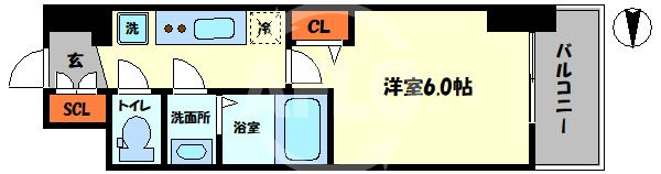 ｇｍ難波ウエストＤ.Ｃ.の間取り|ｇｍ難波ウエストＤ.Ｃ.　間取り