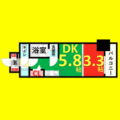 プレサンス　ジェネ　新栄町駅前　葵 名古屋市賃貸　仲介手数料無料の間取り