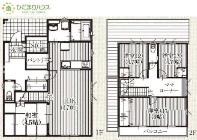 【間取り】 | かすみがうら市稲吉南２丁目　新築戸建 | パントリー完備で散らかりがちなキッチン回りもラクラクお片付けできちゃいます！