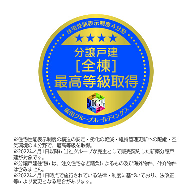 米子市米原第1新築分譲住宅のその他|耐震等級3取得など最高等級を取得の住宅になります。
耐震等級3取得！建築基準法の耐震基準（耐震等級1）の1.5倍の地震力を想定して設計された、高い耐震性能を備えた住宅です。