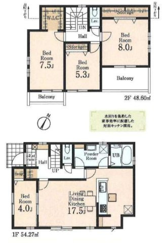 【間取り】 | 館町新築戸建 | 4LDKはリビングダイニングキッチンと4つの居室がある間取りで、大家族や二世帯住宅に最適。広々としたリビングで家族団らんを楽しみ、個室でプライベートな時間も確保でき、快適な生活を送ることができますよ。