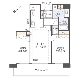 【間取り】 | ザ・パークハウス中之島タワー | 【間取り】北西向き住戸につき、眺望良好！