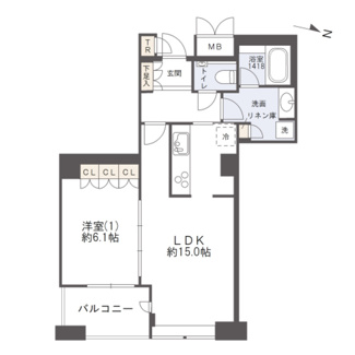 【間取り】 | D’グラフォート大阪NYタワーHIGOBASHI | 【間取り】20階高層階住戸！眺望・採光良好な1LDK住戸！