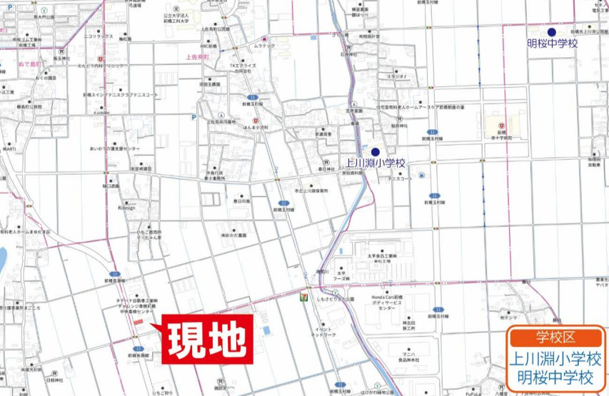 【中古】前橋市上佐鳥町　４LDK＋Sの地図