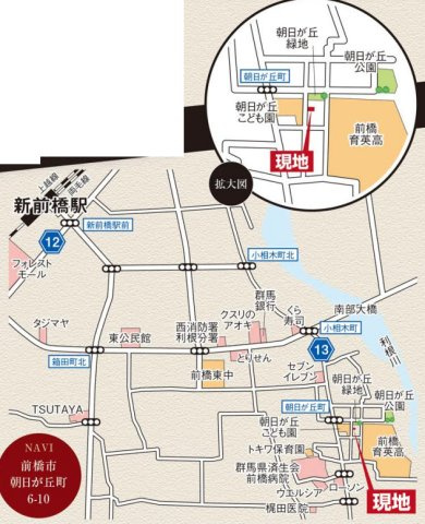 【新築】前橋市朝日が丘町　限定１棟　グラファーレ　新築建売の地図