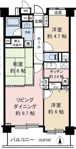 【間取り】 | ルピナス八王子 | 3LDKは、リビングダイニングキッチンと3つの居室がある間取り。ファミリー層に非常に人気の高い間取りで、広々としたリビングで家族団らんを楽しみ、個室でプライベートな時間も確保できるのが大きな魅力です。