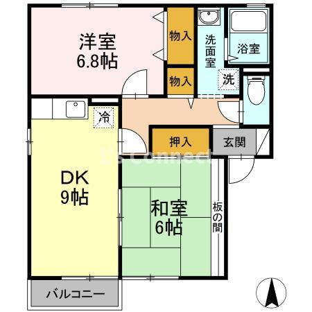 【間取り】 | セジュール稲葉Ｂ
