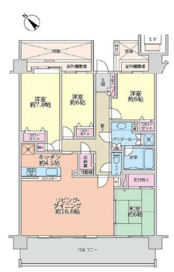 【間取り】 | 日神パレステージ | 4LDKはリビングダイニングキッチンと4つの居室がある間取りで、大家族や二世帯住宅に最適。広々としたリビングで家族団らんを楽しみ、個室でプライベートな時間も確保でき、快適な生活を送ることができますよ。