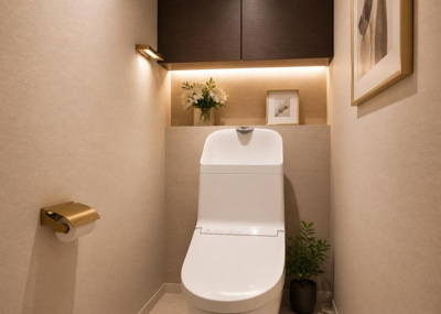 【トイレ】 | ルネ東林間Ｄ棟 | 温水洗浄便座付きのトイレも2026年8月に新品へ交換予定です。壁紙や床材も貼り替えられ、清潔感ある快適な空間に生まれ変わります。毎日使う場所だからこそ機能性にもこだわり、衛生的に保てます。