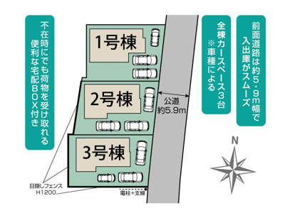 【区画図】 | 袋井市月見町 新築建売 1号棟 | 1号棟の区画図です
