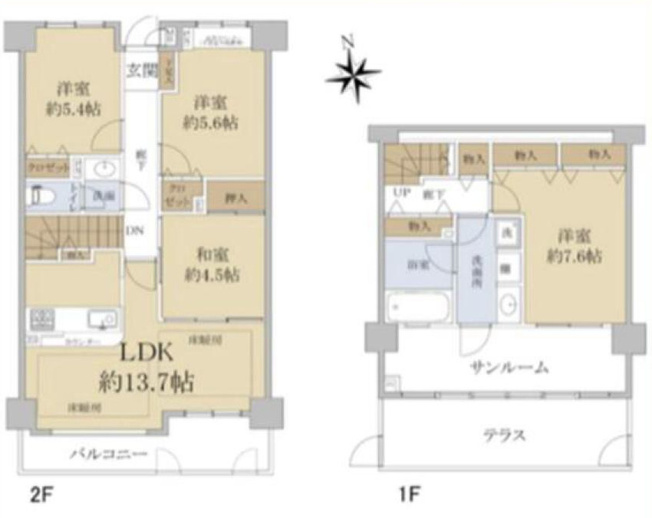 【間取り】 | モラーダ厚木プレステージ | 4LDKはリビングダイニングキッチンと4つの居室がある間取りで、大家族や二世帯住宅に最適。広々としたリビングで家族団らんを楽しみ、個室でプライベートな時間も確保でき、快適な生活を送ることができますよ。