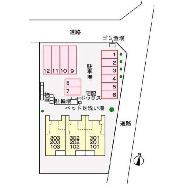 マルシェⅢの駐車場|駐車場配置図