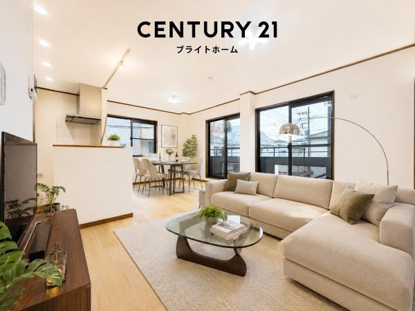 川崎市川崎区中島２丁目の中古一戸建の居間・リビング|自慢したくなるリビング！
形も良く家具の配置にも困りません。
※家具等はＣＧでの参考レイアウトです。