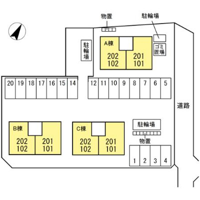 【区画図】 | ハイカムール泉都町　A棟 