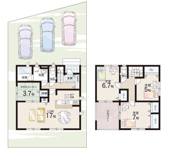 赤穂市北野中　第4-2期　新築一戸建ての間取り|4号地
