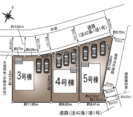 赤穂市北野中　第4-2期　新築一戸建ての区画図|全5区画