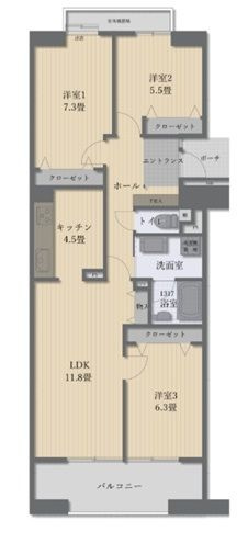 【間取り】 | レークヒルズ野多目1番館C