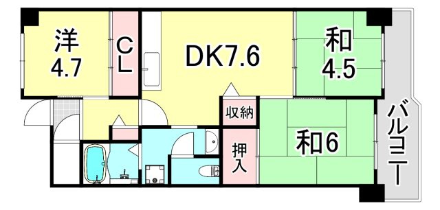 UR武庫川 23号棟の間取り