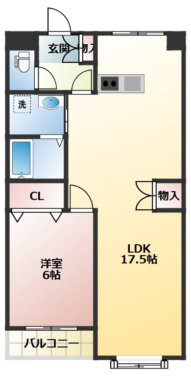 日野市万願寺６丁目の賃貸マンションの間取り