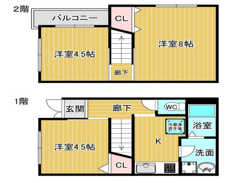 東難波町５丁目テラスハウスの間取り