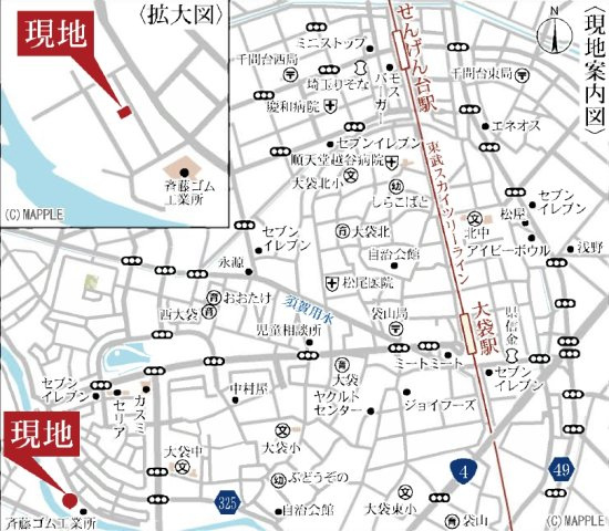 越谷市大道新築戸建ての地図