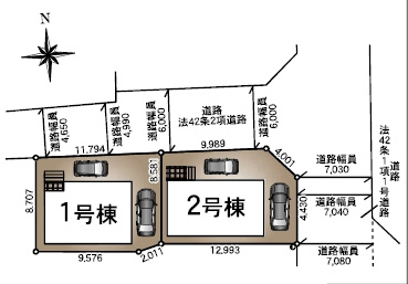 【1号棟】越谷市大林新築戸建ての区画図