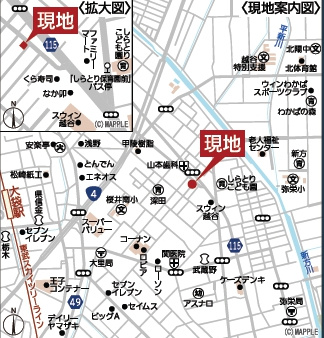 越谷市下間久里新築戸建ての地図