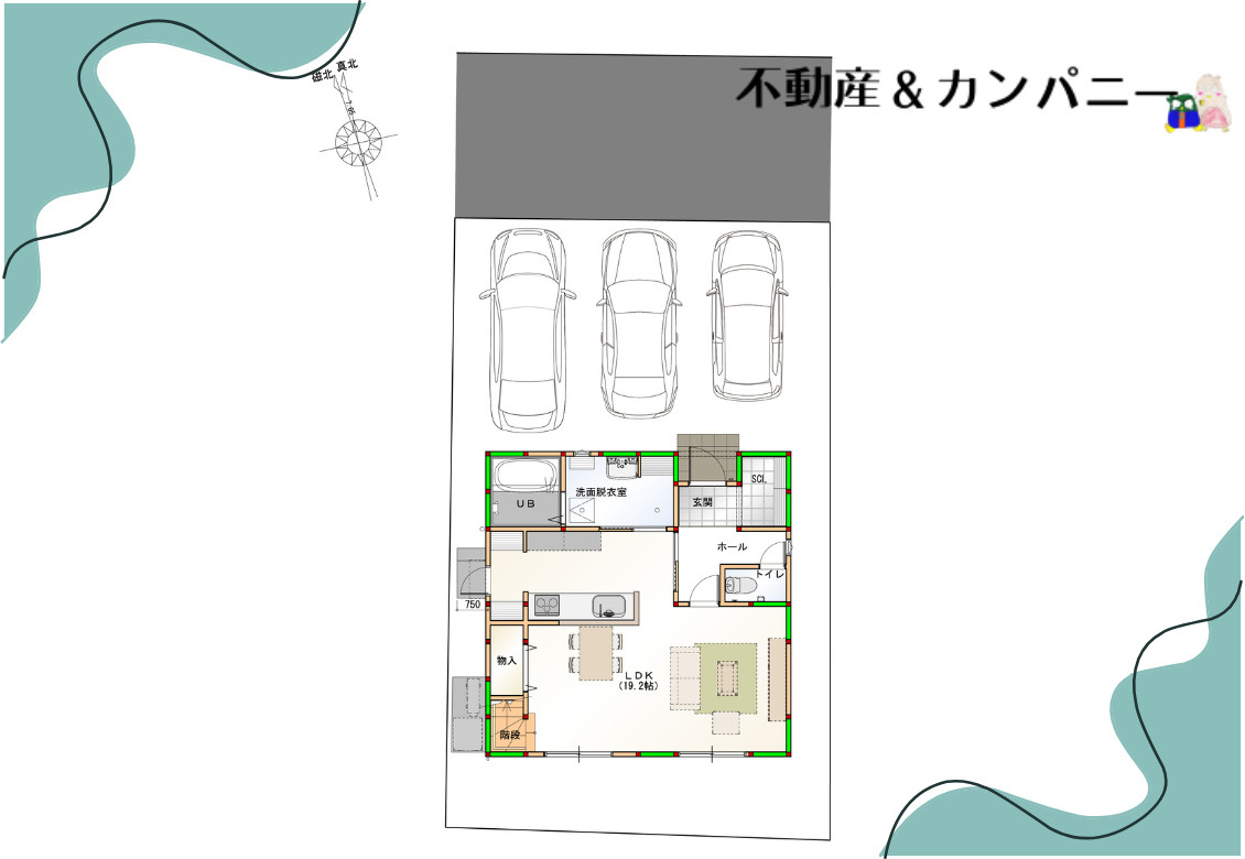 ZEH住宅*+.。お庭の広い三津の家の区画図