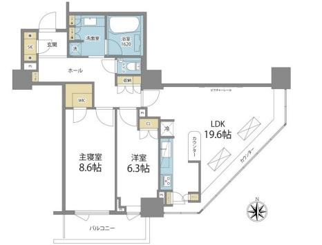 ラグナタワーの間取り|ラグナタワー：南向き角部屋につき陽当り良好！全居室収納・窓が付いた２ＬＤＫリノベーション物件は全居室６．３帖以上の暮らしやすいお部屋です！
