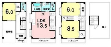 高槻市辻子三丁目戸建の間取り