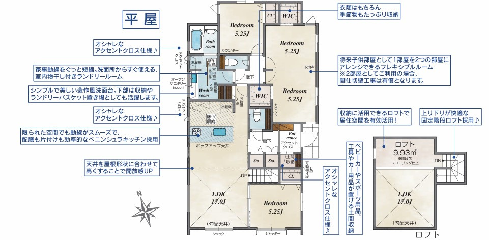 【新築】川越市川鶴２丁目平屋新築住宅の間取り