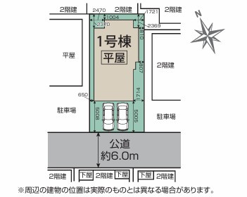 【新築】川越市川鶴２丁目平屋新築住宅の区画図
