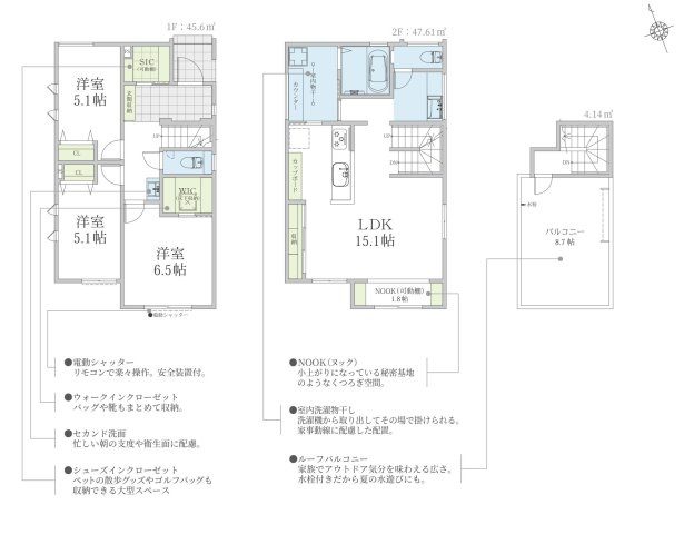 【間取り】 | 金森新築戸建 | 3LDKは、リビングダイニングキッチンと3つの居室がある間取り。ファミリー層に非常に人気の高い間取りで、広々としたリビングで家族団らんを楽しみ、個室でプライベートな時間も確保できるのが大きな魅力です。