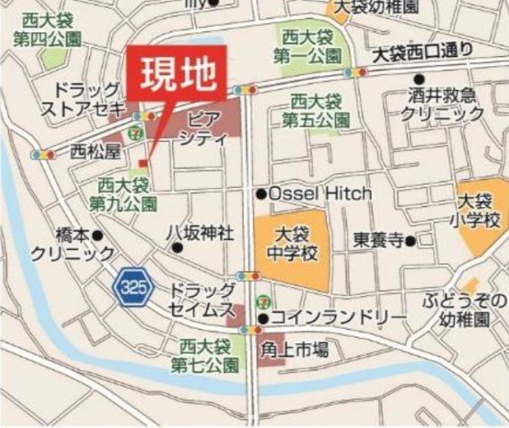 【１号棟】越谷市大道新築戸建ての地図