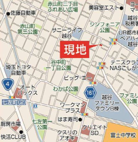 越谷市赤山町新築戸建ての地図