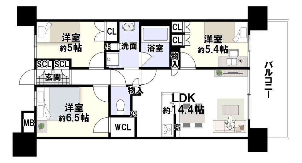 ザ・パークハウス高槻天神町の間取り