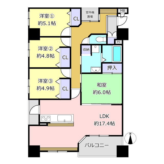 コアマンションネクステージ古城堀端公園の間取り