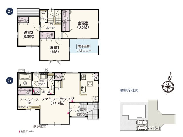 ワイウッドコート久喜市吉羽第7期の間取り|LDK奥には収納とカウンター付きのワークスペースを設けました！程よい籠り具合でLDKにいる家族の気配