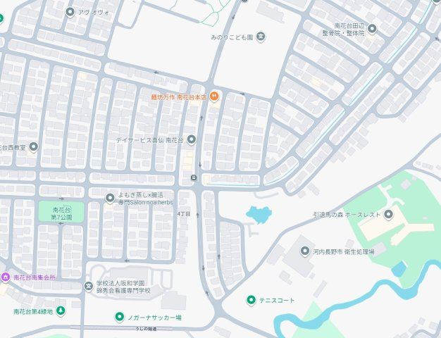 河内長野市南花台　新築一戸建ての地図