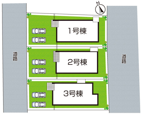 河内長野市南花台　新築一戸建ての区画図|全3区画