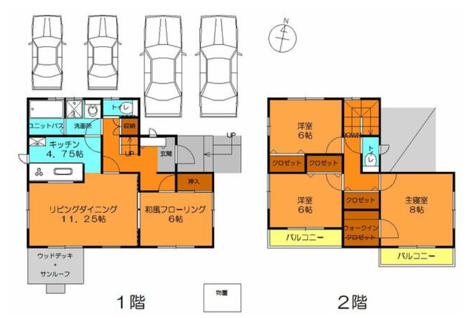 郡山市 富田町字下亀田（郡山駅） 2階建 ４ＬＤＫの間取り