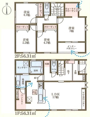 北葛城郡広陵町三吉大垣内　第2期　新築一戸建ての間取り|2号地