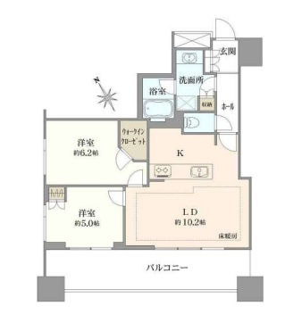 シティタワー池袋の間取り|シティタワー池袋：南西向き角部屋！全居室収納・窓が付いた２ＬＤＫエアコン付きリノベーション物件です！