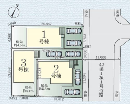 【仲介手数料０円】伊勢原市八幡台3期　新築一戸建て　全3棟の区画図|【仲介手数料０円】伊勢原市八幡台3期　新築一戸建て　全3棟