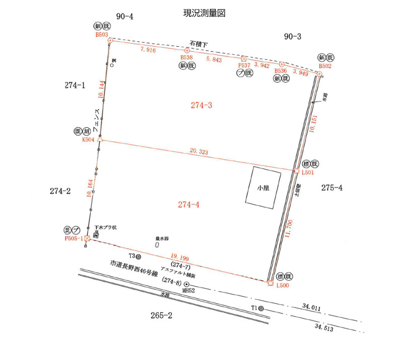 大字南長野（妻科）　土地の土地図