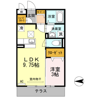 【間取り】 | セジュールオッツ南蔵王 | 1LDK